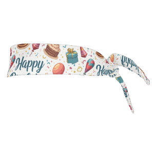 Happy Birthday Hair Tie with Balloons and Cake Headband