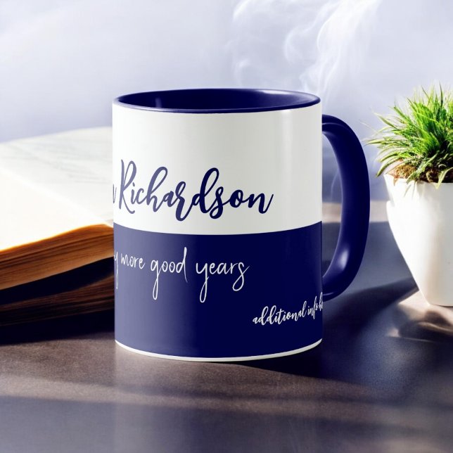 Happy Birthday half-navy half-white mug (Creator Uploaded)