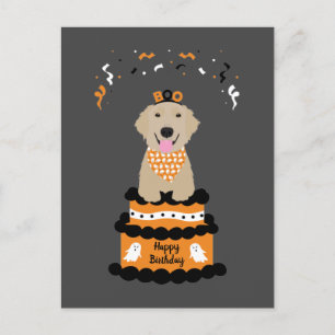 Happy Birthday Halloween Golden Retriever Postcard