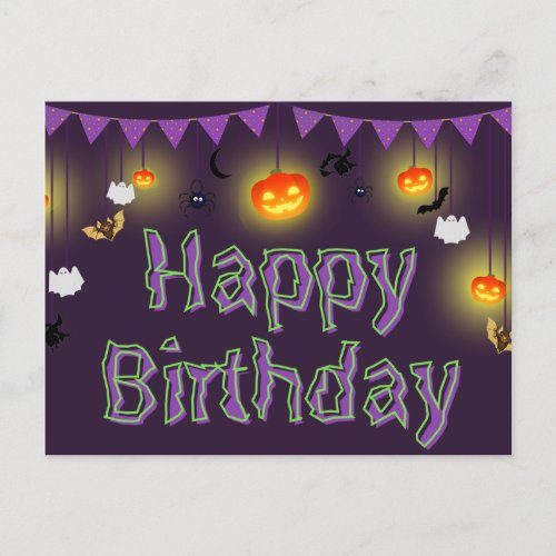 Happy Birthday Halloween Postcard