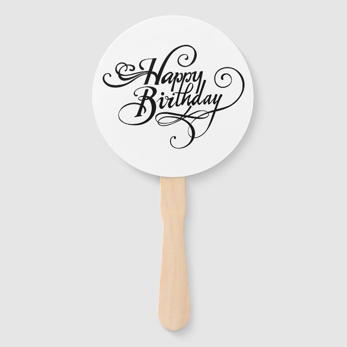 Happy Birthday, Hand Fans, Round, White, Assembled Hand Fan Zazzle