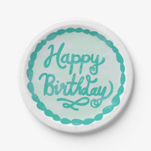 Happy Birthday Hand Lettered Icing Paper Plates