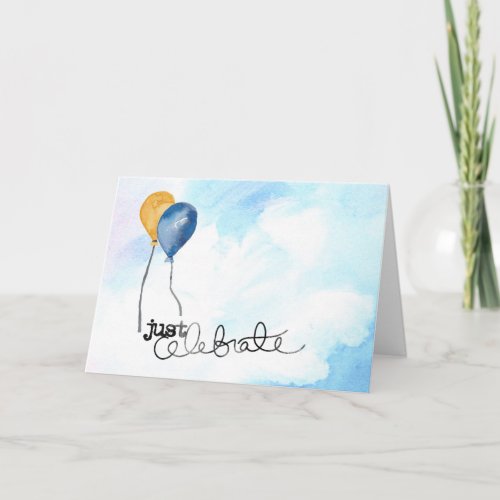 Happy Birthday Hand painted watercolor balloons Card