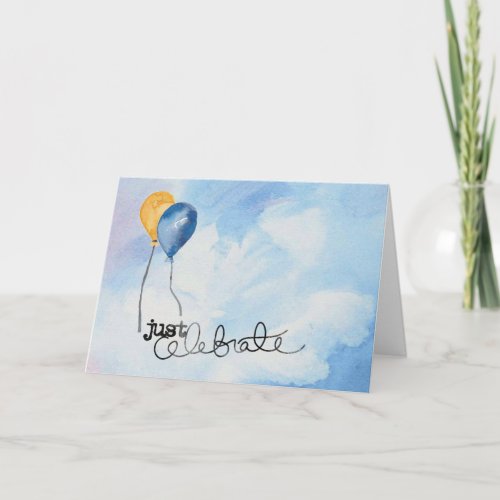 Happy Birthday Hand painted watercolor balloons Card