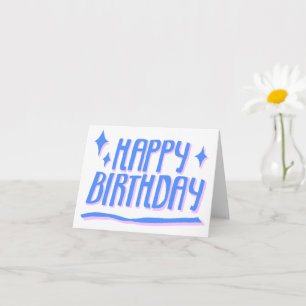 HAPPY BIRTHDAY Handlettered Blue Customized Card