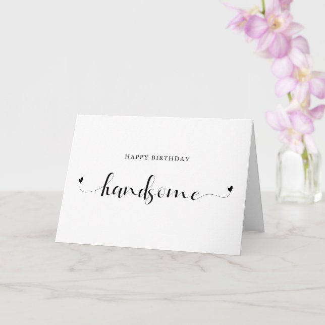 Happy Birthday Handsome romantic modern heart Card (Orchid)