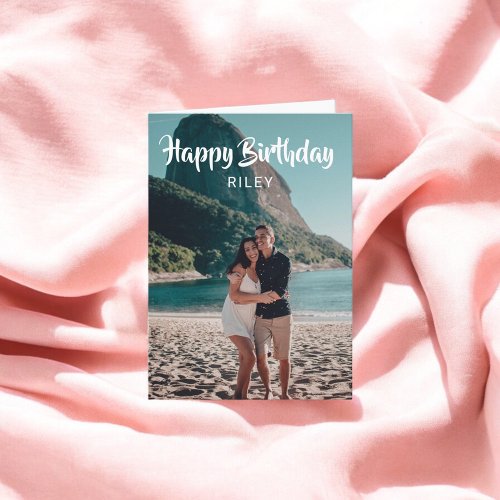 Happy Birthday Handwriting Script Photo Card