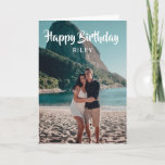 Happy Birthday Handwriting Script Photo Card<br><div class="desc">Modern Happy Birthday greeting card features a handwritten calligraphy font. Add your own photo on the front and message inside the card.</div>