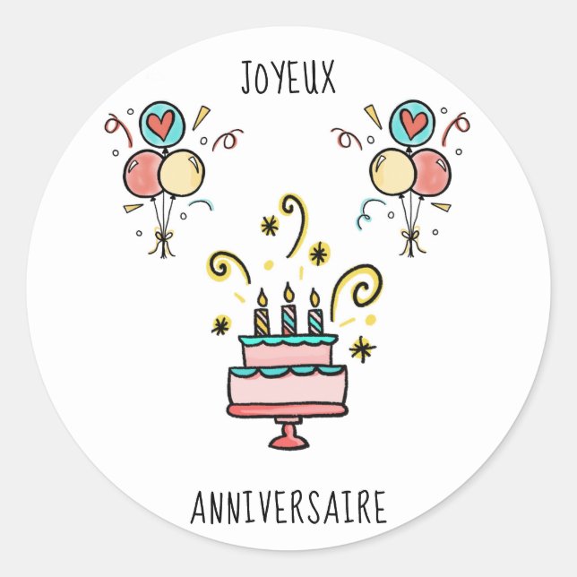 Happy Birthday | Happy Birthday Classic Round Sticker (Front)