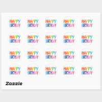 Happy Birthday - Happy Colourful Post Stamp, Zazzle