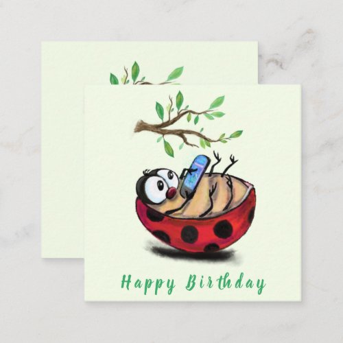 Happy Birthday _ Happy Little Ladybug with Phone Note Card