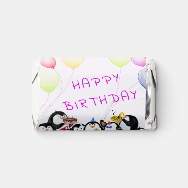Happy Birthday - Happy Penguins Party Celebration Hershey's Miniatures (Front)