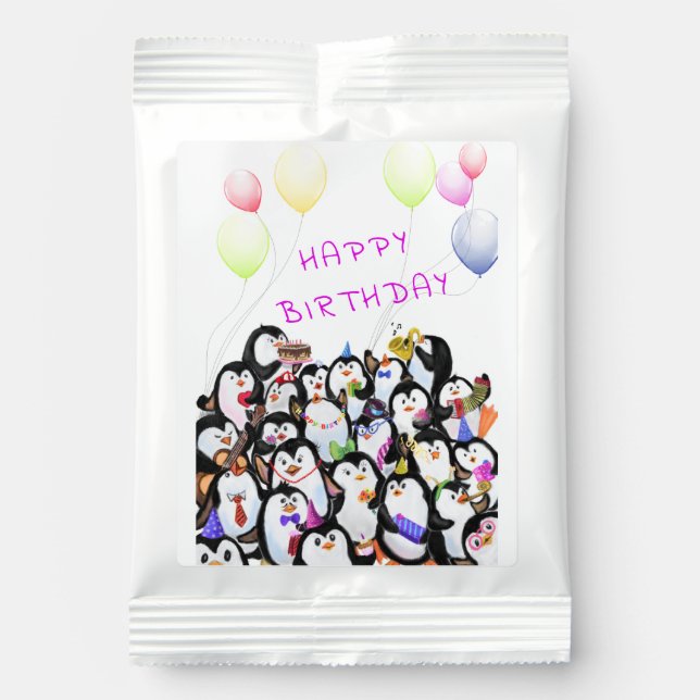 Happy Birthday - Happy Penguins Party Celebration Margarita Drink Mix (Front)