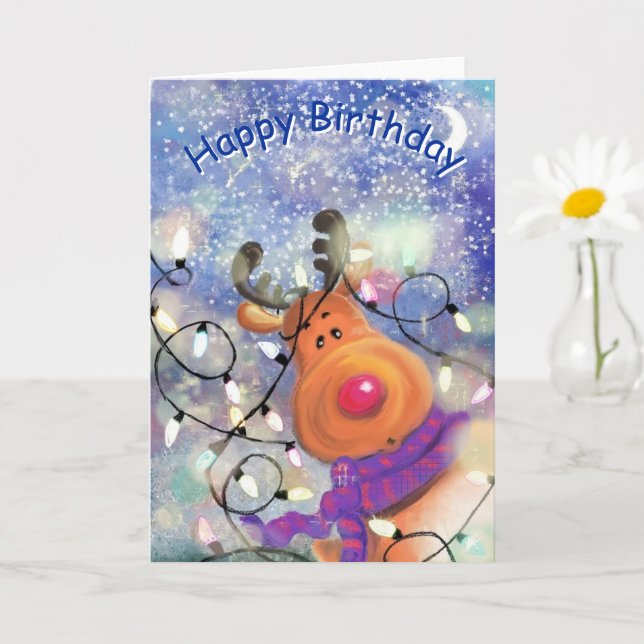 Happy Birthday - Happy Reindeer - Special Card (Small Plant)