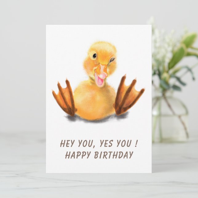Happy Birthday - Happy Yellow Duck Playful Wink  (Standing Front)