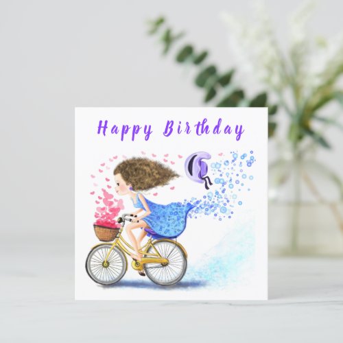 Happy Birthday _ Happy Young Girl On A Bike 