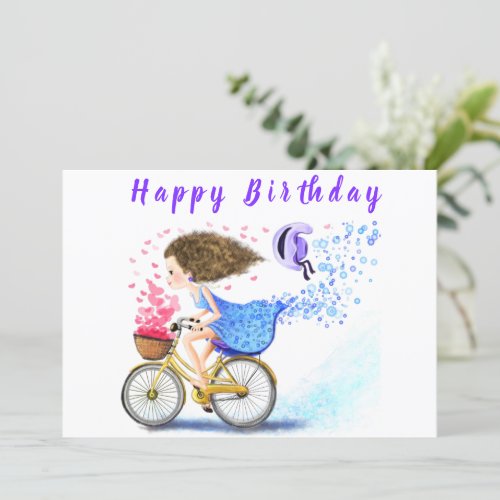 Happy Birthday _ Happy Young Girl On A Bike _ Love