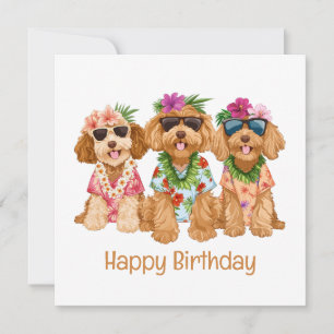 Happy Birthday Hawaiian Goldendoodle Dogs Card