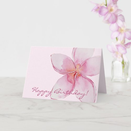 Happy Birthday   Hawaiian Watercolor Flower Card