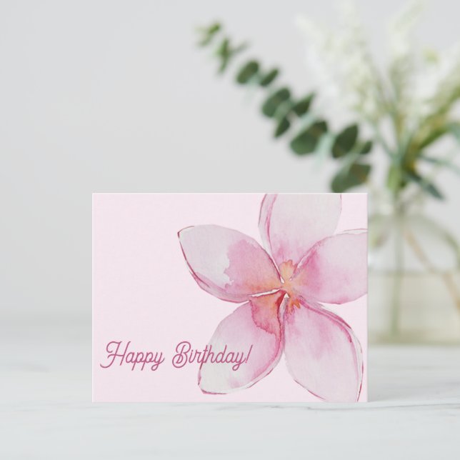 Happy Birthday  | Hawaiian Watercolor Flower Postcard (Standing Front)