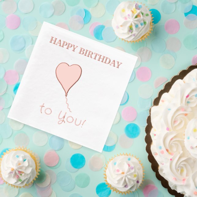 Happy Birthday Heart Balloon Foil Napkins (Insitu (Party))