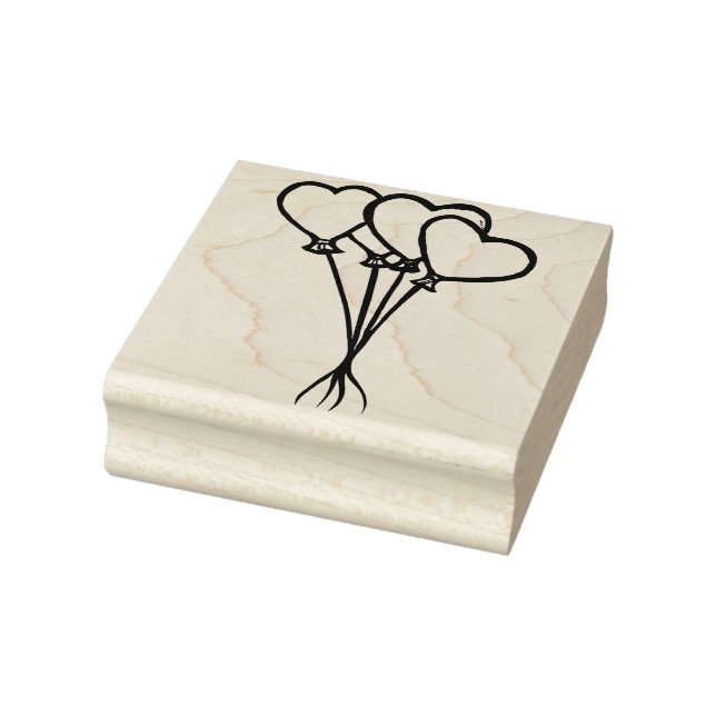 Happy Birthday Heart Balloons Birthday Party       Rubber Stamp (Stamp)