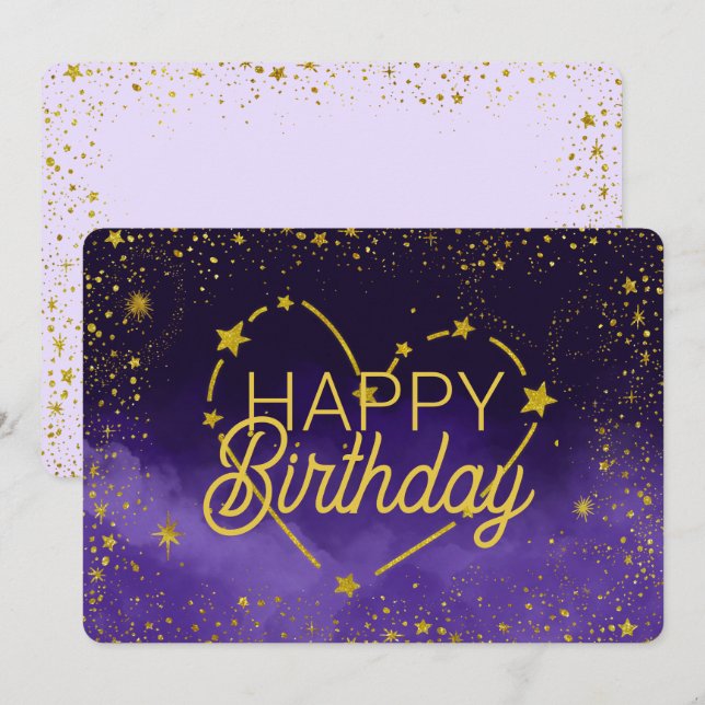 Happy Birthday Heart Constellation and Stars Card (Front/Back)