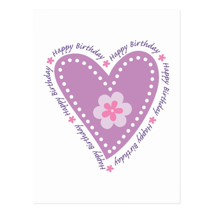 Happy Birthday Heart & Flower Postcard