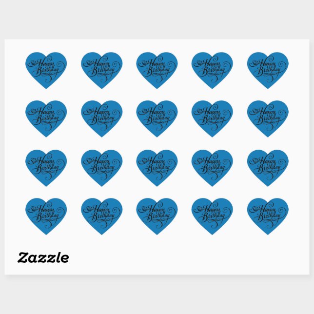 Happy Birthday Heart French Blue Sticker (Sheet)