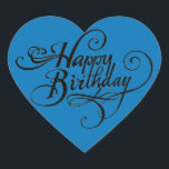 Happy Birthday Heart French Blue Sticker<br><div class="desc">Celebrate birthdays with love and joy! This charming sticker features a beautiful heart in French blue. The heart-shaped design symbolizes affection and warmth, making it an ideal embellishment for gifts and party decorations. The French blue color adds a classic and refined touch. Imagine the smiles on the faces of your...</div>