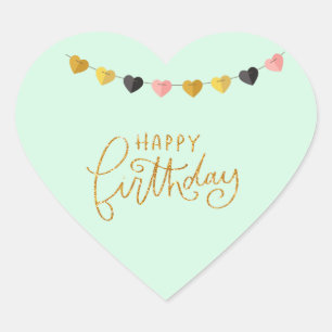 Happy Birthday Heart Mint Color for Her Sticker