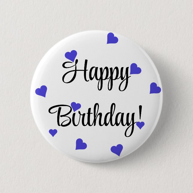 Happy Birthday Heart Simple Button (Front)
