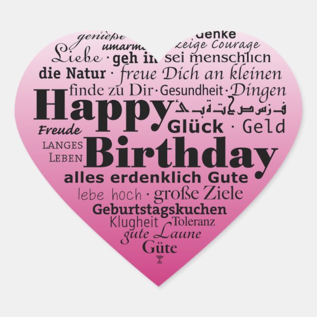 Happy Birthday Heart Sticker (Front)