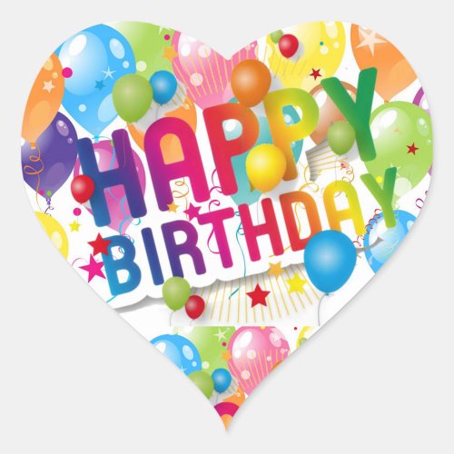 Happy Birthday Heart Sticker