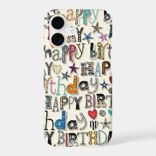 happy birthday hearts and stars iPhone 17 case