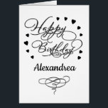 Happy Birthday Hearts Modern Elegant Personalize<br><div class="desc">Happy Birthday Hearts Modern Elegant Personalize Birthday Card is great to personalize and send to that special person in your life for their birthday. It is designed with elegant and modern swirls. Personalize it with the name of the person and your special message to them.</div>