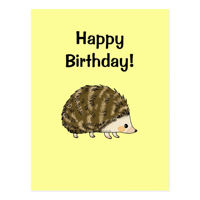 Happy birthday! (hedgehog) postcard | Zazzle.com