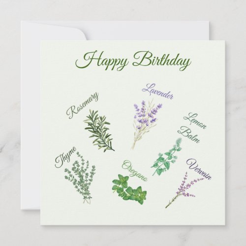 Happy Birthday Herbal Garden Herbal Plants  Card