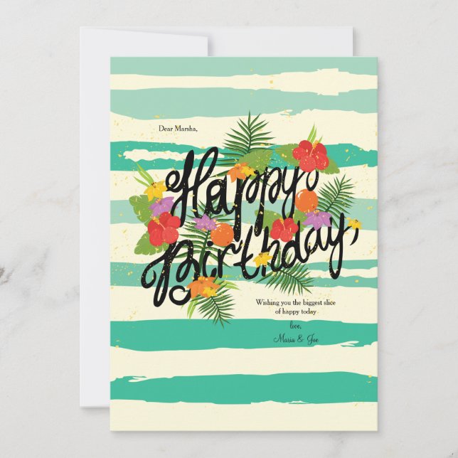 Happy Birthday Hibiscus Greeting Card (Front)