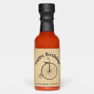 Happy Birthday High-Wheel Antique Bicycle Rustic Hot Sauces