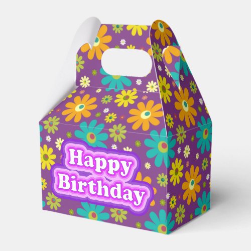 Happy Birthday Hippie Flowers Favor Boxes