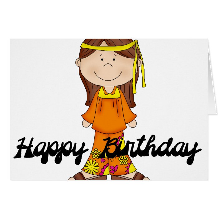 Happy Birthday Hippie Girl 1 Greeting Card