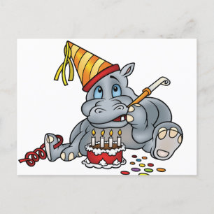 Happy Birthday Hippo Postcard