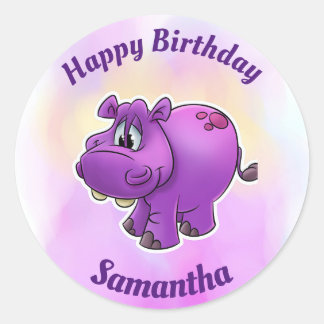 Happy Birthday Hippo Stickers