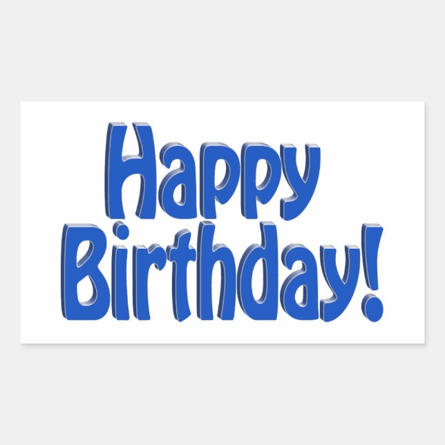 Happy Birthday HOBO Text - Blue Rectangular Sticker (Front)