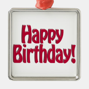 Happy Birthday HOBO Text - Red Metal Ornament