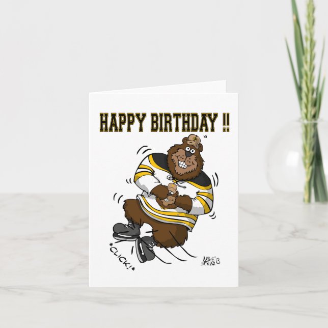 Happy Birthday Hockey Bear Card (Front)