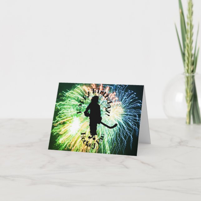 Happy Birthday Hockey Fan, Silhouette Card (Front)