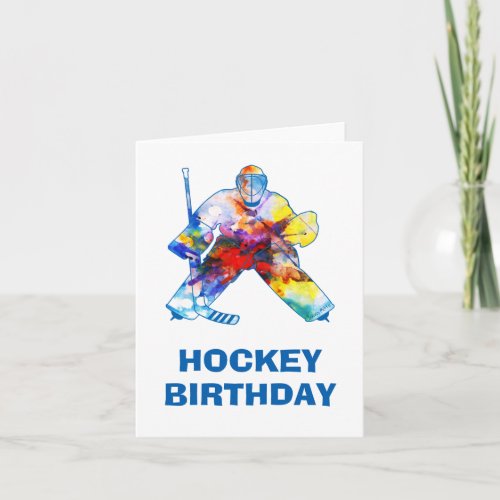 Happy Birthday Hockey Goalie Watercolor Card