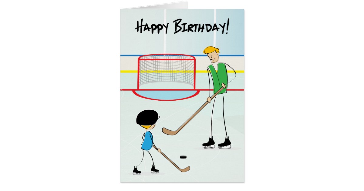 Happy Birthday Hockey Greeting Card (from boy) | Zazzle.com